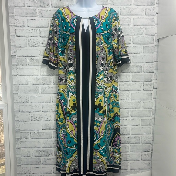 Ashley Stewart Abstract Floral Keyhole Stretch Sheath Dress 20 - Picture 1 of 7